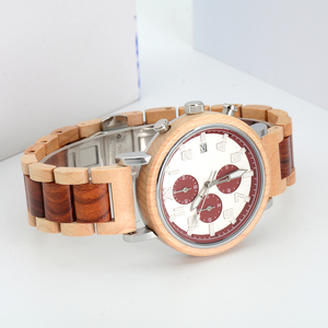 Reloj de Cuarzo Personalizable con Manecillas Luminosas de Madera y Acero Inoxidable, Relojes de Pulsera Cronógrafo para Hombre - Product Image 2