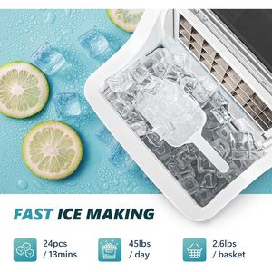 Máquina de Hielo EUHOMY, 45 Libras por Día, Acero Inoxidable, Portátil, Eléctrica, con Función de Autolimpieza - Product Image 2