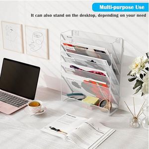 Hanging <b>File</b> Organizer 6-Tier Wall Mount Mail Organizer & Desk Paper Organizer Metal <b>File</b> Folder Holder Document <b>Storage</b> Shelf - Product Image 3