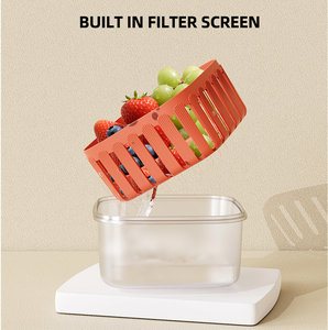 Bencircle B279 1350ml <b>Square</b> PP Plastic Salad Cup with Built-in Double-Layer Filter - Product Image 5