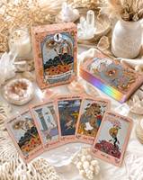 Ensemble d'Oracle Holographique Scintillant Personnalisable avec Boîte en Papier Holo Foil et Couverture de Guide pour Jeux de Société et Fêtes