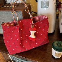 Sac à bandoulière mode rouge de grande capacité de style coréen, fermeture à glissière à sangle unique, doublure en polyester, motif à pois, polyvalent en eau