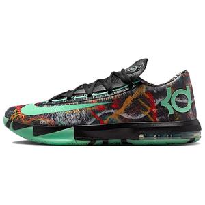 Chaussures de basketball basses KD 6 pour hommes, noires et vertes, avec empeigne en mesh, semelle intermédiaire en EVA et semelle extérieure en caoutchouc, idéales pour le sport estival. - Product Image 1