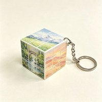 Puzzle 3x3 personnalisé avec peinture à l'huile UV, motif paysage cubain magique et porte-clés cube pour logo ou motif personnalisé