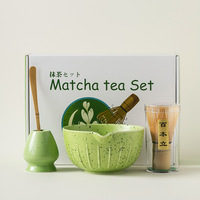 4 pièces un ensemble personnalisé japonais Matcha bol cadeau fouet ensemble couleur différente fouet bol support Scoop bambou Matcha fouet ensemble