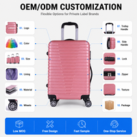 Juego de Maletas Rígidas de ABS del Fabricante, Color Rosa, 3 Piezas, con Ruedas Giratorias, para Distribuidores, Proveedor de Logotipos Personalizados