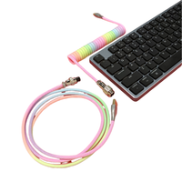 Câble de clavier mécanique rétractable USB-C vers USB-A avec connecteur aviateur détachable, conducteur en cuivre pur et nylon pour tablettes de jeu