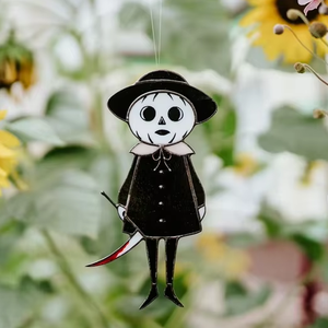 งานแฮนด์เมดอาร์ตเดคโคดีไซน์กระจกสีฟักทองแขวนหน้าต่างฟักทอง<span class=keywords><strong>ผี</strong></span>ฮาโลวีนตกแต่งด้วยแสงแดด - Product Image 2