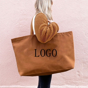 Logo personnalisé Grand sac fourre-tout écologique en toile de coton Sac à main week-end surdimensionné pour l'épicerie Cadeau de client géant - Product Image 5