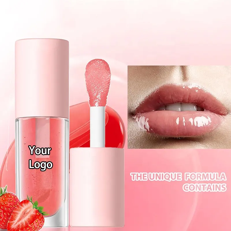 나만의 보습 쉬머 핑크 끈적 거림 없는 과일 젤리 착색 채식 개인 라벨 맞춤 광택 립글로스 공급 업체 만들기