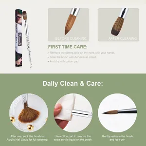 #8-#16 Kolinsky Acrylic Nail <b>Brush</b> Set 3D Pure Handmade Nail <b>Brushes</b> for Acrylic Application Professional Nail Art <b>Brush</b> - Product Image 4