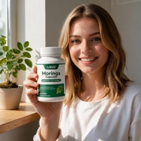 Hoogwaardige pure Moringa bladpoeder kruidenextract capsules natuurlijke plantaardige voedingssupplementen ISO9001 fles/vat