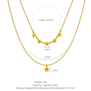 Collar con colgante de estrella chapado en oro de 14k y 18k de acero inoxidable 316L al por mayor para mujer - Product Image 6