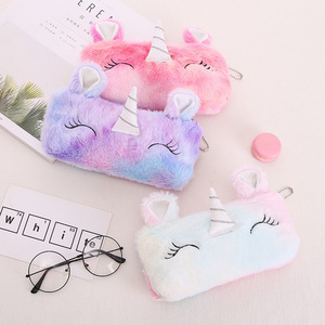Tatlı Kız Temalı Degrade Unicorn Peluş Kalem Çantası Yumuşak Büyük Kapasiteli Kalem Kutusu Öğrenciler için Sevimli Taşınabilir Kırtasiye ÇantasıGift - Product Image 1