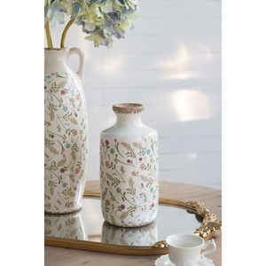 Vase cylindrique en céramique 5,3x10,6 pouces, motifs floraux multicolores, vase décoratif pour la maison - Product Image 5