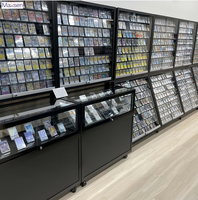 Maxsen Présentoir de Comptoir Autonome à 2 Niveaux avec Éclairage LED pour Cartes de Jeu, Panneaux de 5 mm, Surface Électrolytique Americana