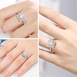 Perhiasan Khusus Berlapis Emas Putih 18K VVS1 GRA 1.5ct 2ct Moissanite Berlian <span class=keywords><strong>Set</strong></span> Cincin Kawin untuk Pasangan - Product Image 5
