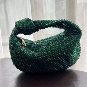 Bolso Jodie de cristal brillante de cuero genuino para mujer a la moda con nudo, bolsos Hobo para mujer, bolso de mano, monedero nuevo, monedero de noche - Product Image 3