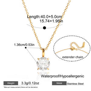 एरेसी फैशन वाटरप्रूफ गहने 18k गोल्ड pvd dainty वाटरड्रॉप ओवल ज़िरकॉन सीज़ पेंडेंट स्टेनलेस स्टील चोकर हार - Product Image 5