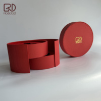 ROGOOD Boîte ronde en papier spécial rayé rouge exquis, double couche, design unique pour l'emballage de parfums et de cosmétiques P2197