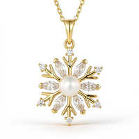 Pendentif élégant ZG en laiton avec perle d'eau douce et pierre précieuse marquise flocon de neige, bijou festif