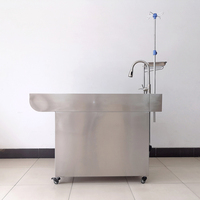 Table de travail vétérinaire EURVET 1400 mm en acier inoxydable 304 avec évier à grille active et 3 tiroirs