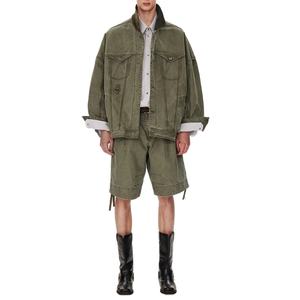 Chaqueta y Pantalones Cortos de Lona para Hombre Estilo Granero, 100% Algodón, Lavado Desgastado, Casual, con Efecto Deslavado, Venta al por Mayor - Product Image 3