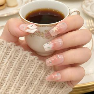 <span class=keywords><strong>Uñas</strong></span> Postizas 3D <span class=keywords><strong>Hello</strong></span> <span class=keywords><strong>Kitty</strong></span> en ABS, Color Rosa Nude, Forma Cuadrada Mediana, Acabado Brillante, para Dedos - Product Image 4