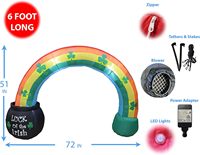 Arche gonflable arc-en-ciel de 6 pieds pour la Saint-Patrick, porte-bonheur irlandais, avec lumières LED pré-éclairées, décoration extérieure