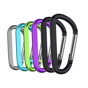 Großhandel flache Kante benutzer definierte Laser druck Logo Karabiner Karabiner Clip Aluminium D Ringform Karabiner Schlüssel bund Schlüssel bund Haken