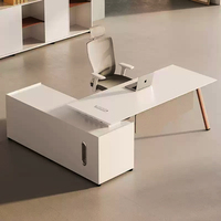 Panneau de séparation de bureau de conception simple bureau d'ordinateur de PDG moderne bureau de direction en bois en forme de L