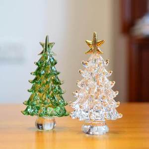 Foreign Trade Hot Sale Gravure Printed Mini Glass Tree Ornaments Made China Eve Birthday Friends Children's