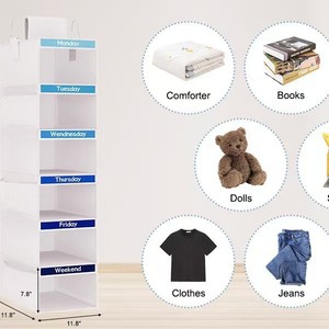 New Amz Hot Multi-Layer <b>Wardrobe</b> Hanging Storage Non-Woven Transparent Window PVC Door Foldable Functional Locker Hook Clothes - Product Image 2