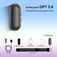 Enregistreur vocal IA portable 64 Go avec réduction de bruit, enregistreur audio magnétique, collier IA pour prise de notes