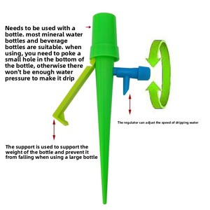 Arroseur automatique goutte à goutte vert/orange pour plantes d'intérieur LH-0031 – Débit d'eau réglable pour une distribution précise - Product Image 5