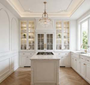 Smart LED Light Integrated Kitchen Cabinets High Gloss <b>Acrylic</b> With Soft Closing Drawers Custom Size for Villa Factory Direct - Product Image 4