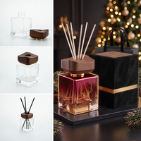 Bouteilles de diffuseur à roseaux de luxe de 100 ml, transparentes, avec revêtement, pour aromathérapie, parfum d'ambiance, avec bouchon en liège, pour décoration intérieure, avec emballage