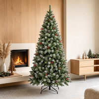 Sapin de Noël de luxe MaoSheng, artificiel, en PE+PVC, blanc neige, sur pied, branches complètes, LED blanc chaud, OEM, personnalisable, vente en gros