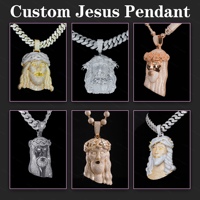 Pendentif Moissanite entièrement serti, motif tête de Jésus 3D, en argent 925, Moissanite VVS personnalisée, style Hip Hop, idéal pour cadeau