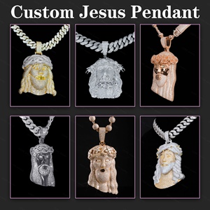 Liontin Moissanite Full Iced Out 3D Kepala Yesus, Perak 925 VVS, Liontin Moissanite Custom, Hadiah Gaya Hip Hop - Product Image 3