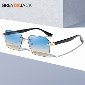 Gafas de sol sin montura Grey Jack 54 mm Metal UV400 Protección solar a la moda para mujer - Product Image 4