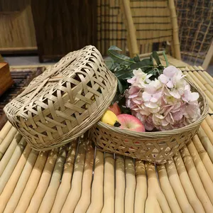 Kualitas tinggi bunga penyimpanan anyaman bambu berwarna keranjang tanpa pegangan untuk hadiah