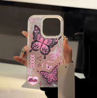 Coque de téléphone portable en TPU anti-chute, motif papillon rose de dessin animé, designs de luxe, vente en gros, pour iPhone 18 17 16 15 14 13 12 Pro