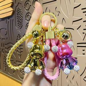 2026 Wholesale Cartoon Diamond-<b>set</b> Bright Gradient Violent Bear Car Key Chain Pendant School <b>Girl</b> Bag Pendant to Push - Product Image 4
