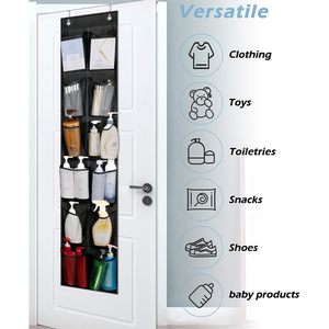 Over The Door Shoe Organizer 12 Mesh Pockets Hanging Narrow Closet Door Black - Product Image 5