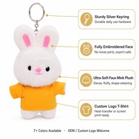 Porte-clés en peluche personnalisé en usine, 8 couleurs, lapins, logo CE OEM, 10 cm, breloque de sac en peluche, cadeau du Nouvel An, CUIMORAH, polyester, unisexe
