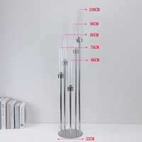 Bougeoir en or de 42,5 pouces de haut à 5 bras pour décorations de table de mariage, fournitures d'événements, centre de table, fête d'anniversaire, candélabre en métal