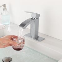Robinet de lavabo populaire moderne monocommande monotrou à poser en acier inoxydable noir chromé avec cartouche céramique pour salle de bain