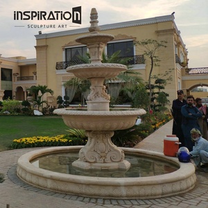Fontaine d'eau à <span class=keywords><strong>3</strong></span> niveaux de conception personnalisée pour jardin de parc central extérieur en pierre moulée - Product Image 1