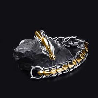 Bracelet pour homme en acier inoxydable, chaîne en os de dragon, ton argenté, style hip-hop, bijou de poignet, cadeau d'anniversaire